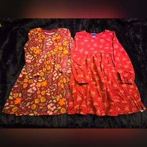 Two 5T Old Navy Girls Red Floral Dresses